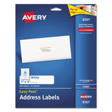 AVERY-DENNISON AVE8161 Easy Peel Inkjet Address Labels, 1 X 4, White, 500/pack