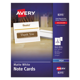 Avery AVE8315 Note Cards with Matching Envelopes, Inkjet, 85 lb, 4.25 x 5.5, Matte White, 60 Cards, 2 Cards/Sheet, 30 Sheets/Pack