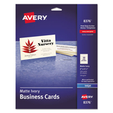 Avery AVE8376 Printable Microperforated Business Cards w/Sure Feed Technology, Inkjet, 2 x 3.5, Ivory, 250 Cards, 10/Sheet, 25 Sheets/Pack