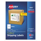 Avery AVE8465 Shipping Labels W/ultrahold Ad & Trueblock, Inkjet, 8 1/2 X 11, White, 100/box