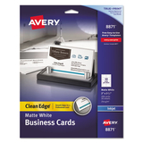 Avery AVE8871 True Print Clean Edge Business Cards, Inkjet, 2 x 3.5, White, 200 Cards, 10 Cards/Sheet, 20 Sheets/Pack
