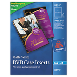 Avery AVE8891 Inkjet Dvd Case Inserts, Matte White, 20/pack