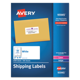 Avery AVE95945 White Shipping Labels, Inkjet/laser, 2 X 4, White, 2500/box