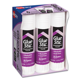 AVERY-DENNISON AVE98071 Permanent Glue Stics, Purple Application, 1.27 Oz, 6/pack