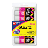 Avery AVE98089 Permanent Glue Stic Value Pack, 0.26 oz, Applies White, Dries Clear, 18/Pack