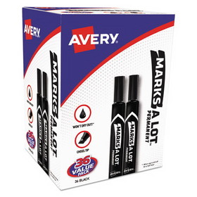 Avery AVE98206 MARKS A LOT Large Desk-Style Permanent Marker Value Pack, Broad Chisel Tip, Black, 36/Pack (98206)