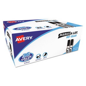 Avery AVE98207 MARKS A LOT Desk-Style Dry Erase Marker Value Pack, Broad Chisel Tip, Black, 36/Pack (98207)