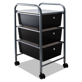 Advantus AVT34006 Portable Drawer Organizer, Metal, 1 Shelf, 3 Drawers, 13" x 15.38" x 25.88", Matte Gray/Smoke