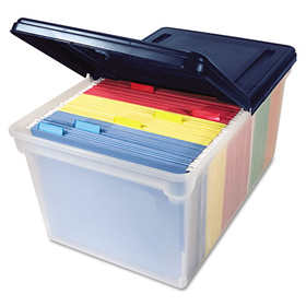 Innovative Storage Design AVT55797 Extra-Capacity 28" File Tote, Letter Files, 23.25" x 14.25" x 10.63", Clear/Navy