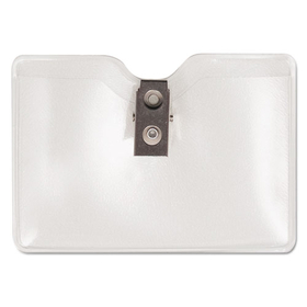 Advantus AVT75412 Security ID Badge Holders with Built-In Garment Clip, Horizontal, Clear, 3.75" x 3.5" Holder, 3.5" x 3" Insert, 50/Box