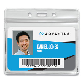 Advantus AVT75523 Resealable ID Badge Holders, Horizontal Orientation, Transparent Frost 4.13" x 3.75" Holder, 4" x 2.81" Insert, 50/Pack