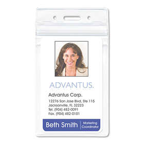Advantus AVT75524 Resealable ID Badge Holders, Vertical Orientation, Transparent Frost 2.68" x 5" Holder, 2.38" x 3.75" Insert, 50/Pack