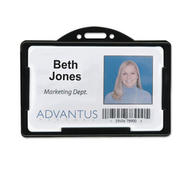 Advantus AVT75656 ID Card Holders, Horizontal, Black 3.68" x 2.38" Holder, 3.38" x 2.13" Insert, 25/Pack