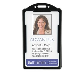 Advantus AVT75657 ID Card Holders, Vertical, Black 2.38" x 3.68" Holder, 2.13" x 3.38" Insert, 25/Pack