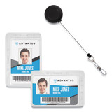 Advantus AVT76096 Antimicrobial ID and Security Badge with Cord-Reel Combo Pack, Horizontal, 4.13 x 2.88, Frosted Transparent, 20/Pack