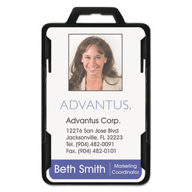 Advantus AVT76417 Secure-Two Card RFID Blocking Badge, Horizontal/Vertical, Black 3.68" x 2.38" Holder, 3.38" x 2.13" Insert, 20/Pack