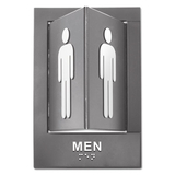Advantus 91096 Pop-Out ADA Sign, Men, Tactile Symbol/Braille, Plastic, 6 x 9, Gray/White