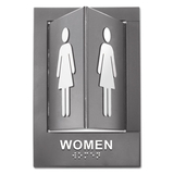 Advantus 91097 Pop-Out ADA Sign, Women, Tactile Symbol/Braille, Plastic, 6 x 9, Gray/White