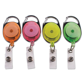 Advantus 91119 Carabiner-Style Retractable ID Card Reel, 30" Extension, Assorted Neon, 20/Pack
