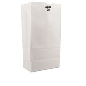 Duro Bag BAGGW20500 #20 Paper Grocery Bag, 40lb White, Standard 8 1/4 X 5 5/16 X 16 1/8, 500 Bags