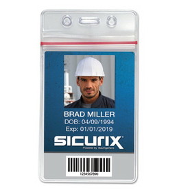 SICURIX BAU47840 Sealable Cardholder, Vertical, 2.62 x 3.75, Clear, 50/Pack
