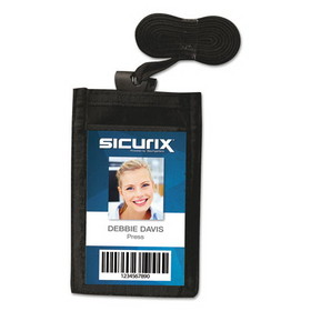SICURIX BAU55120 Sicurix ID Neck Pouch, Vertical, 3 x 4 3/4, Black
