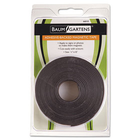 Baumgartens BAU66010 Adhesive-Backed Magnetic Tape, 0.5" x 10 ft, Black
