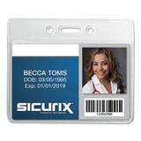 SICURIX BAU67810 Badge Holder, Horizontal, 2.13 x 3.38, Clear, 12/Pack