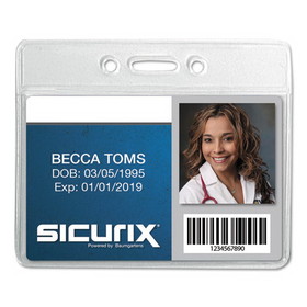 SICURIX BAU67810 SICURIX Badge Holder, Horizontal, 2.13 x 3.38, Clear, 12/Pack