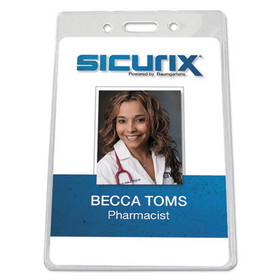 SICURIX BAU67820 SICURIX Badge Holder, Vertical, 2.75 x 4.13, Clear, 12/Pack