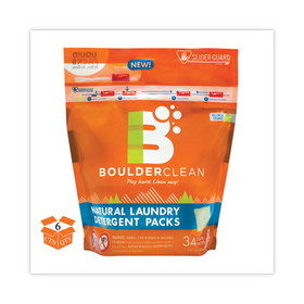 Boulder Clean BCL003700CT Laundry Detergent Packs, Valencia Orange, 34/Pouch, 6 Pouches/Carton