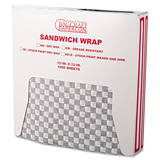Bagcraft Papercon BGC057800 Grease-Resistant Paper Wraps and Liners, 12 x 12, Black Check, 1,000/Box, 5 Boxes/Carton
