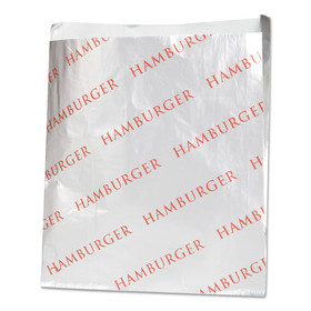 Bagcraft BGC300527 Foil Single-Serve Bags, Hamburger Labeling, 6" x 0.75" x 6.5", Silver/Red, 1,000/Carton