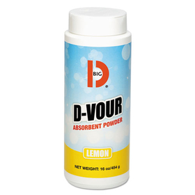 Big D Industries BGD166 D-Vour Absorbent Powder, Lemon, 16 oz Canister, 6/Carton