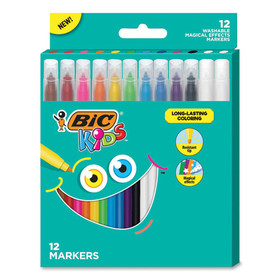 BIC BICBKCME12AST Kids Coloring Magical Effects Markers, Medium Bullet Tip, Assorted Colors, 12/Pack