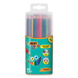 BIC BICBKCPP24AST Kids Coloring Pencils in Plastic Case, 0.7 mm, HB2 (#2), Assorted Lead, Assorted Barrel Colors, 24/Pack