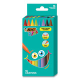 BIC BICBKPC16AST Kids Coloring Crayons, 16 Assorted Colors, 16/Pack