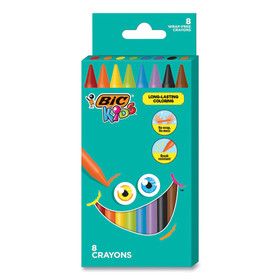 BIC BICBKPC8AST Kids Coloring Crayons, 8 Assorted Colors, 8/Pack