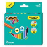 BIC BICBKPCTP10AST Kids Coloring Triangle Crayons, 10 Assorted Colors, 10/Pack