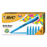 Bic BICBL11BE Brite Liner Highlighter, Chisel Tip, Fluorescent Blue, Dozen