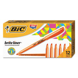 Bic BICBL11OE Brite Liner Highlighter, Chisel Tip, Fluorescent Orange, Dozen