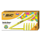 Bic BICBL11YW Brite Liner Highlighter, Chisel Tip, Fluorescent Yellow, Dozen