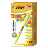 BIC BICBL241YW Brite Liner Highlighter, Chisel Tip, Yellow, 24/pack