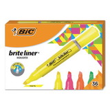 BIC BLMG36AST Brite Liner Tank-Style Highlighter, Chisel Tip, Assorted Colors, 36/Pack