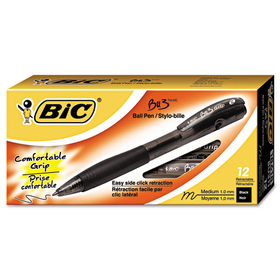 Bic BICBU311BK Bu3 Retractable Ballpoint Pen, Bold, 1.0mm, Black, Dozen