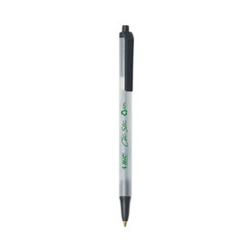 BIC BICCSEM48BK ReVolution Ballpoint Pen, Retractable, Medium 1 mm, Black Ink/Semi-Clear Barrel, 48/Pack