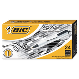 Bic BICCSM241BK Clic Stic Retractable Ballpoint Pen, Black, 1mm, Medium, 24/pack