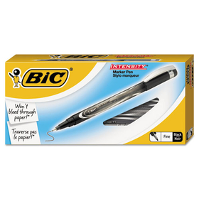 Bic BICFPIN11BK Intensity Permanent Marker Pen, .5mm, Fine, Black, Dozen