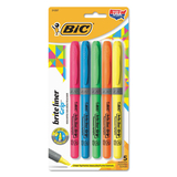 Bic BICGBLP51ASST Brite Liner Grip Pocket Highlighter, Chisel Tip, Assorted Colors, 5/set