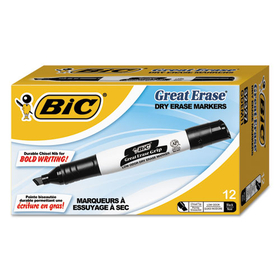 BIC CORPORATION BICGDEM11BK Great Erase Grip Chisel Tip Dry Erase Marker, Black, Dozen